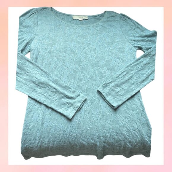 Loft Medium Berry Sky blue Paisley Print Top - Picture 1 of 6